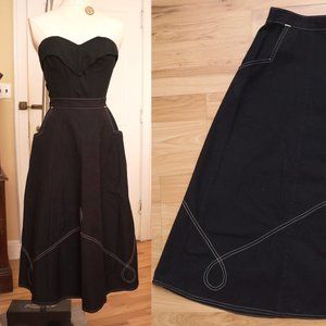 50s / 1950s Black White Stag Original Sail Cloth Skirt